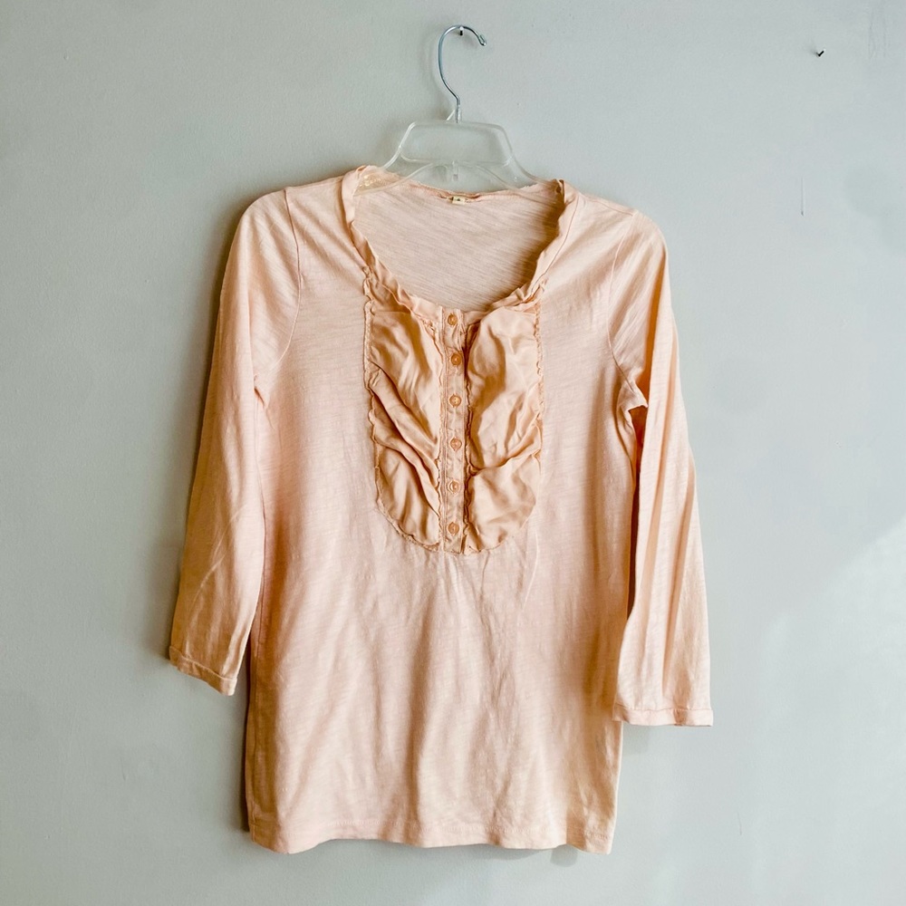 J Crew Silk Bib Henley Tee